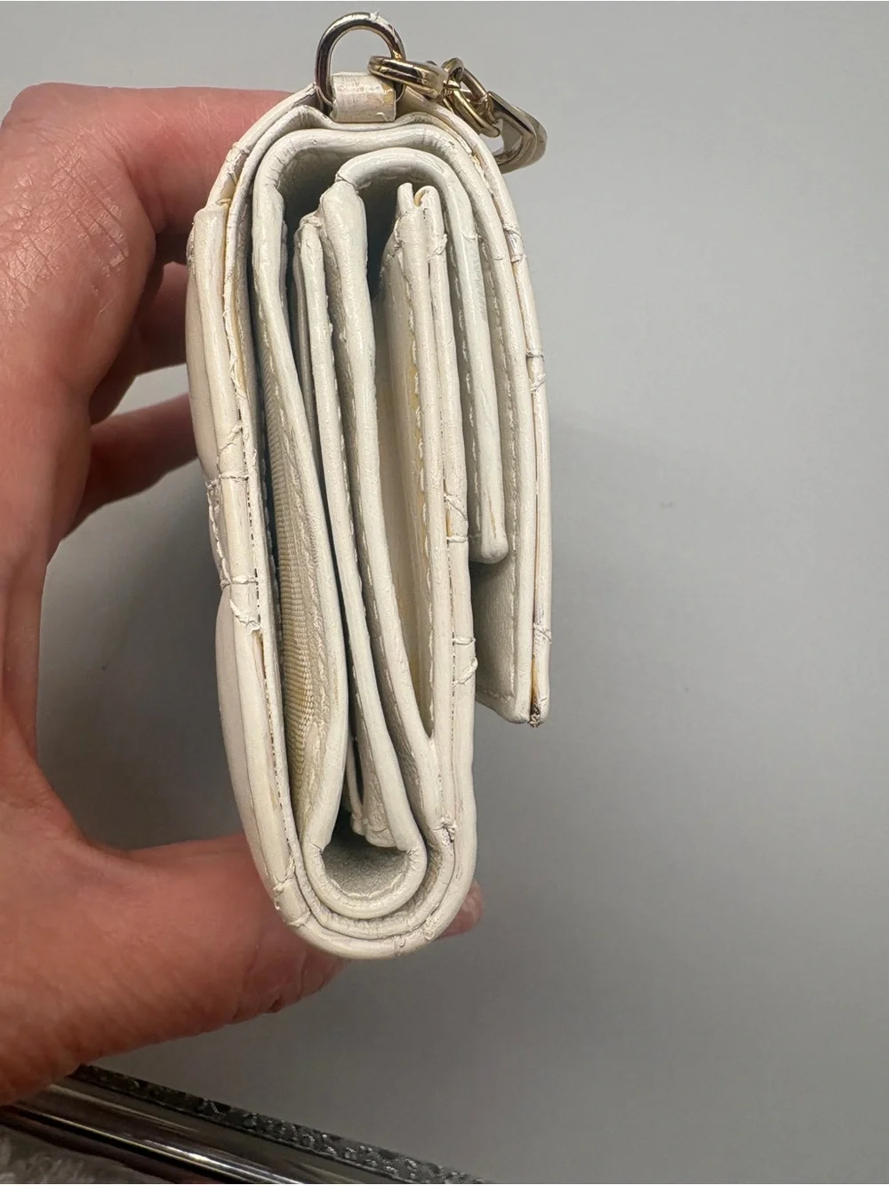 Christian Dior Lady Dior Lotus Cannage Wallet White Leather Entrupy COA